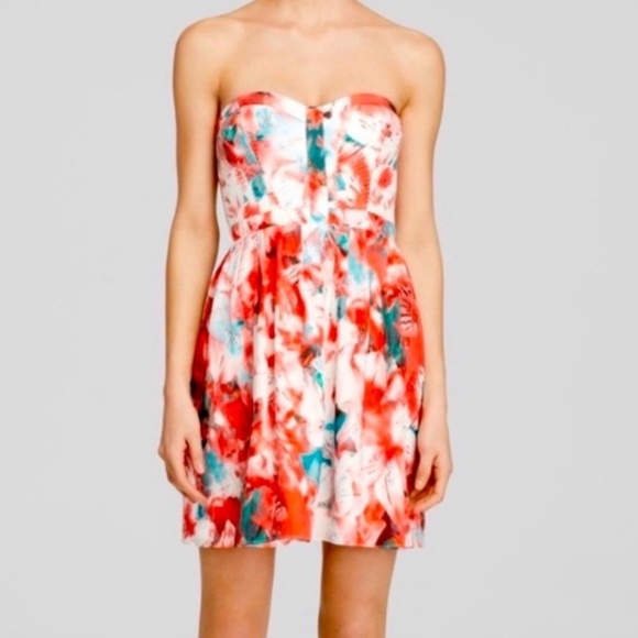 Parker Dresses & Skirts - Parker Strapless Floral Silk Mini Dress Salsamonet Size XS NWT Prom Homecoming